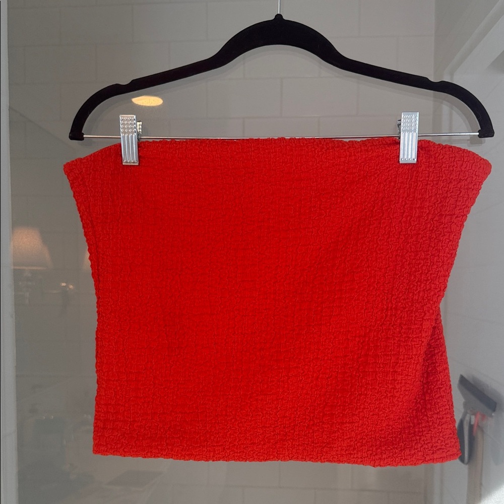 J. Crew Bright Red / Orange strapless, sleeveless Top